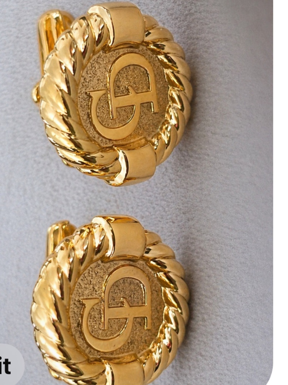 Christian Dior Unisex Gold ICONIC CD logo Cufflinks Like New - Picture 3 of 5